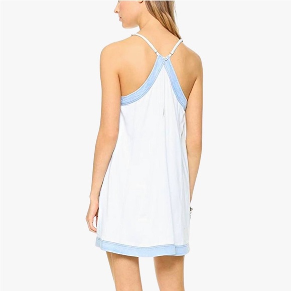 ADDISON Wyton A-Line Racerback V-Neck Light Wash Chambray Dress - Picture 4 of 14